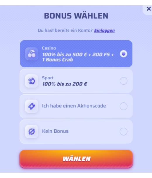 Spinrollz Registrierung